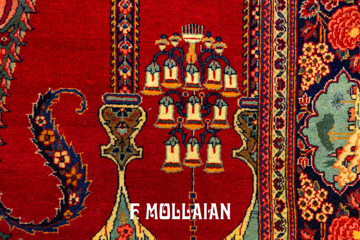 Kashan Dabir Carpet Red Prayer Field  n°:802543